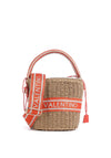Valentino Boho Woven Convertible Bucket Bag, Orange