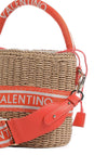 Valentino Boho Woven Convertible Bucket Bag, Orange