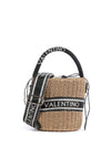 Valentino Boho Woven Convertible Bucket Bag, Black