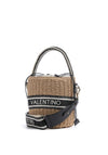 Valentino Boho Woven Convertible Bucket Bag, Black