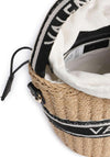 Valentino Boho Woven Convertible Bucket Bag, Black