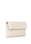 Valentino Samba Debossed Fold Over Clutch Bag, Beige