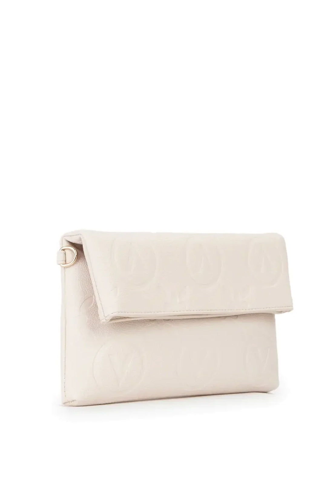 Valentino Samba Debossed Fold Over Clutch Bag, Beige