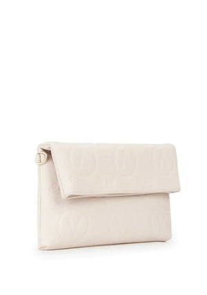 Valentino Samba Debossed Fold Over Clutch Bag, Beige