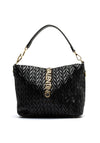 Valentino Fania Quilted Braid Medium Bucket Bag, Black