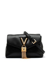 Valentino Stella Flap Over V Tassel Crossbody Bag, Black