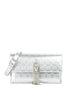 Valentino Emy Embossed Logo Clutch Bag, Silver