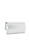 Valentino Emy Embossed Logo Clutch Bag, Silver