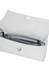 Valentino Emy Embossed Logo Clutch Bag, Silver