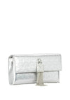 Valentino Emy Embossed Logo Clutch Bag, Silver