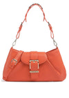Valentino Cassandra Buckle Gathered Shoulder Bag, Orange