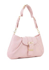 Valentino Cassandra Buckle Gathered Shoulder Bag, Pink