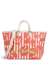 Valentino Kore Floral Stripe Large Shopper Bag, Orange