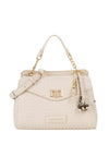 Valentino Gea Folder Woven Medium Satchel Bag, Cream