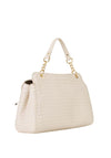 Valentino Gea Folder Woven Medium Satchel Bag, Cream