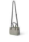 Valentino Divina Woven Stripe Summer Shopper Bag, Black