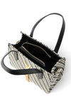 Valentino Divina Woven Stripe Summer Shopper Bag, Black