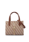 Valentino Divina Woven Stripe Summer Shopper Bag, Brown