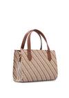 Valentino Divina Woven Stripe Summer Shopper Bag, Brown