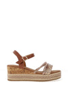 Redz Multi Strap Braided Wedge Sandals, Tan Multi