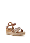 Redz Multi Strap Braided Wedge Sandals, Tan Multi