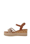 Redz Multi Strap Braided Wedge Sandals, Tan Multi