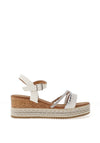 Redz Multi Strap Braided Wedge Sandals, White Multi