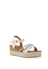 Redz Multi Strap Braided Wedge Sandals, White Multi