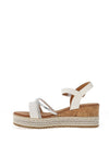 Redz Multi Strap Braided Wedge Sandals, White Multi