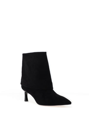 REDZ Faux Suede Fold Over Ankle Boots, Black