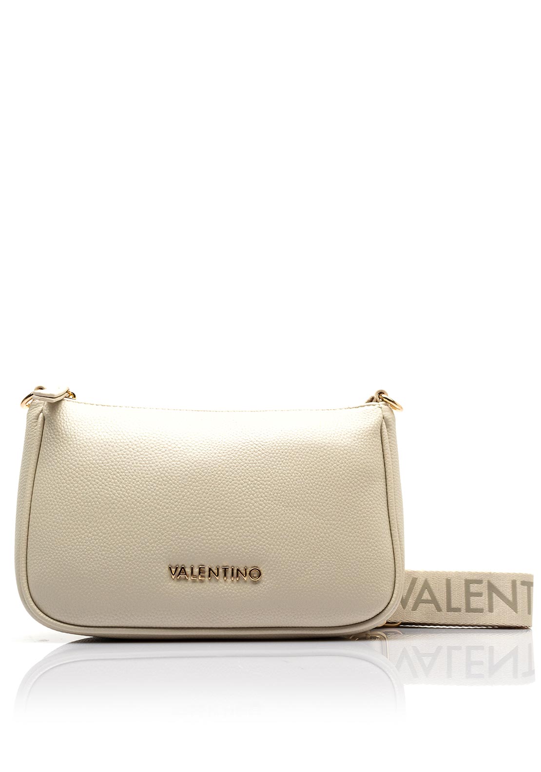 Valentino Never Pebbled Shoulder Bag, Beige