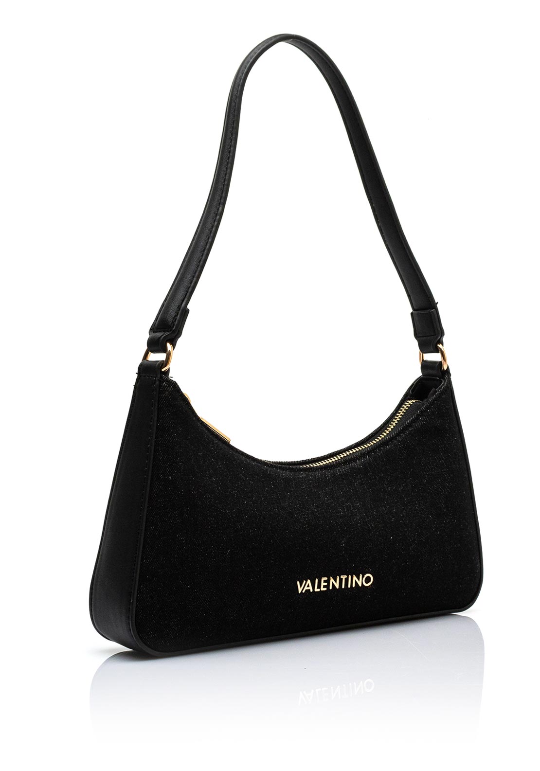 Valentino Kelly Denim Baguette Shoulder Bag, Denim Black