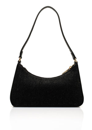 Valentino Kelly Denim Baguette Shoulder Bag, Denim Black