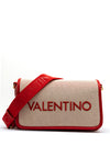 Valentino Chelsea Fabric Medium Crossbody Bag, Red & Beige