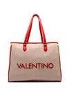 Valentino Chelsea Fabric Tote Bag, Red & Beige