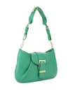 Valentino Cassandra Buckle Gathered Shoulder Bag, Green