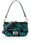 Valentino Sleet Sequin Shoulder Bag, Petrol Blue