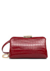 Valentino Glace Small Clutch Bag, Deep Red