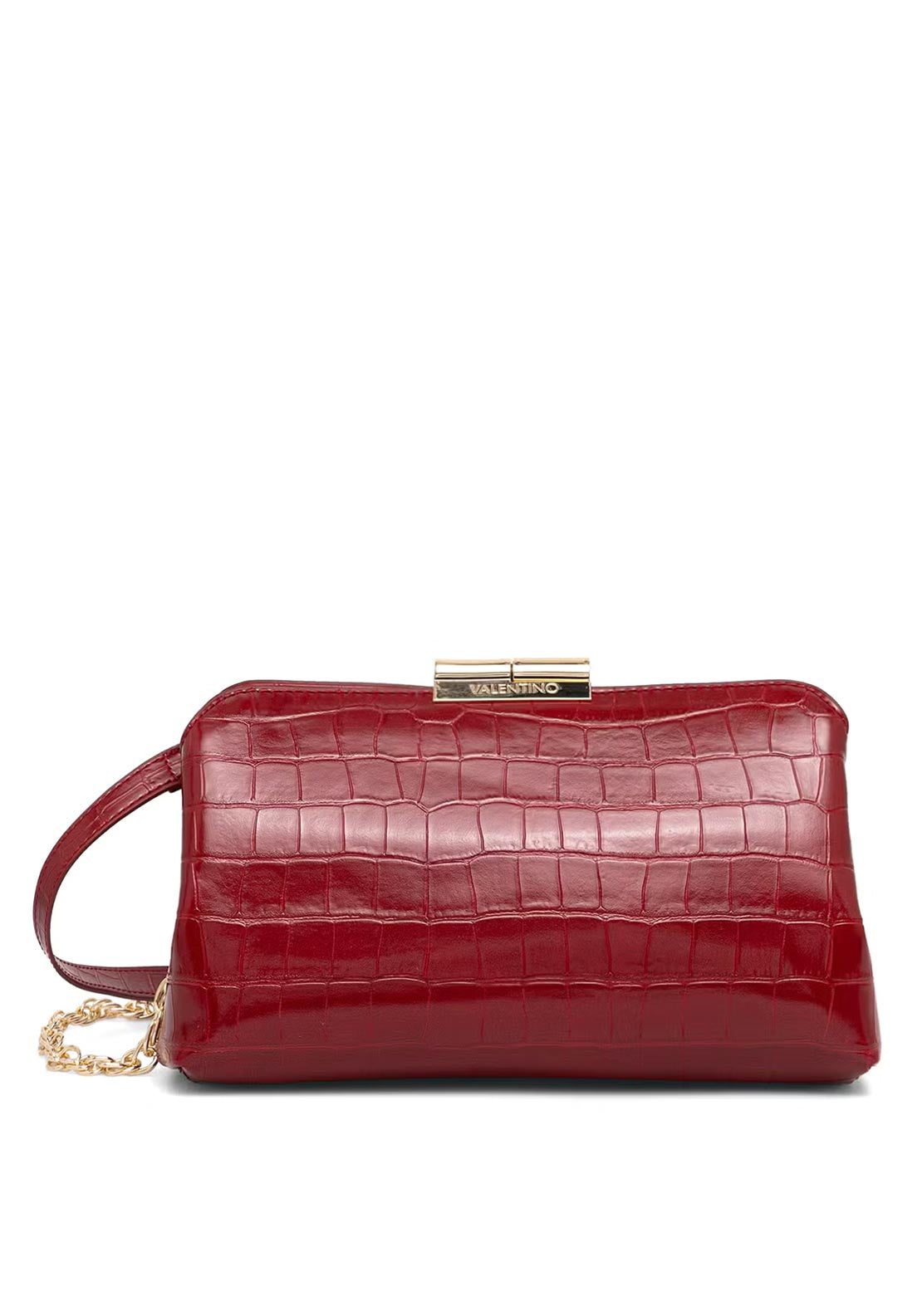 Valentino Glace Small Clutch Bag, Deep Red