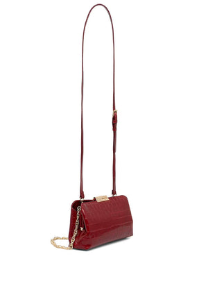 Valentino Glace Small Clutch Bag, Deep Red