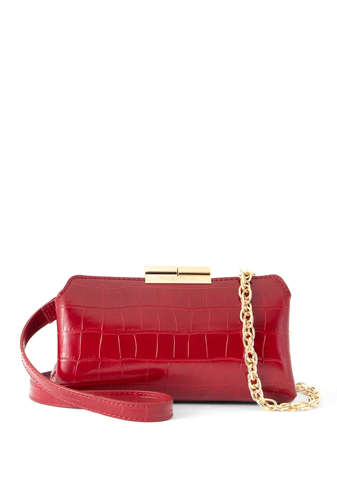 Valentino Glace Mini Clutch Bag, Deep Red