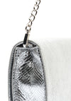 Valentino Divina Reptile Print Clutch Bag, Silver