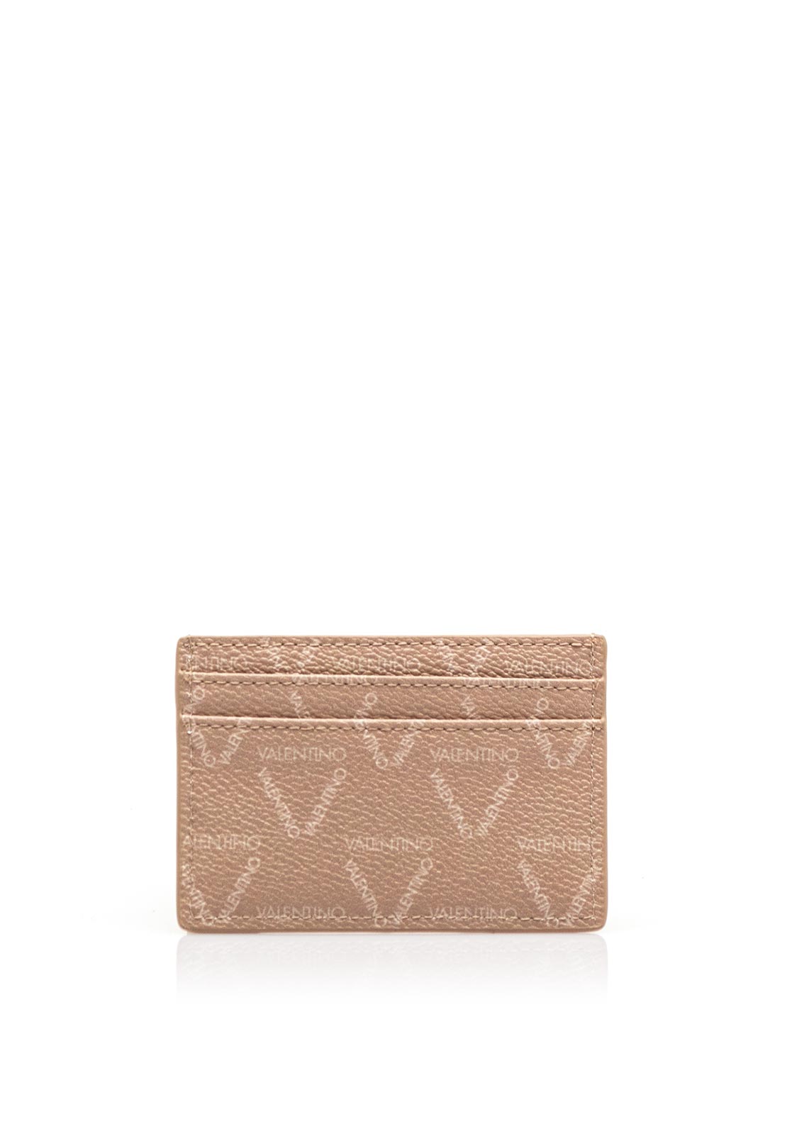 Valentino Lady Re Logo Print Card Holder, Beige
