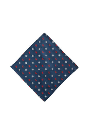 One Varones Crab Print Pocket Square, Navy