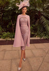 Veni Infantino Embellished Dress & Cape, Dusty Rose Pink
