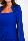 Veni Infantino Sequin Embellished Cape Sleeve Midi Dress, Royal Blue