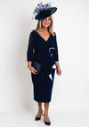 Veni Infantino Embellished Sleeve Midi Dress, Navy & Ivory