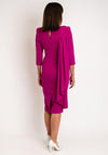 Veni Infantino Shoulder Drape Midi Pencil Dress, Magenta