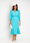Veni Infantino Embellished Shoulder Fishtail Midi Dress, Turquoise