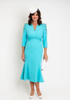 Veni Infantino Embellished Shoulder Fishtail Midi Dress, Turquoise